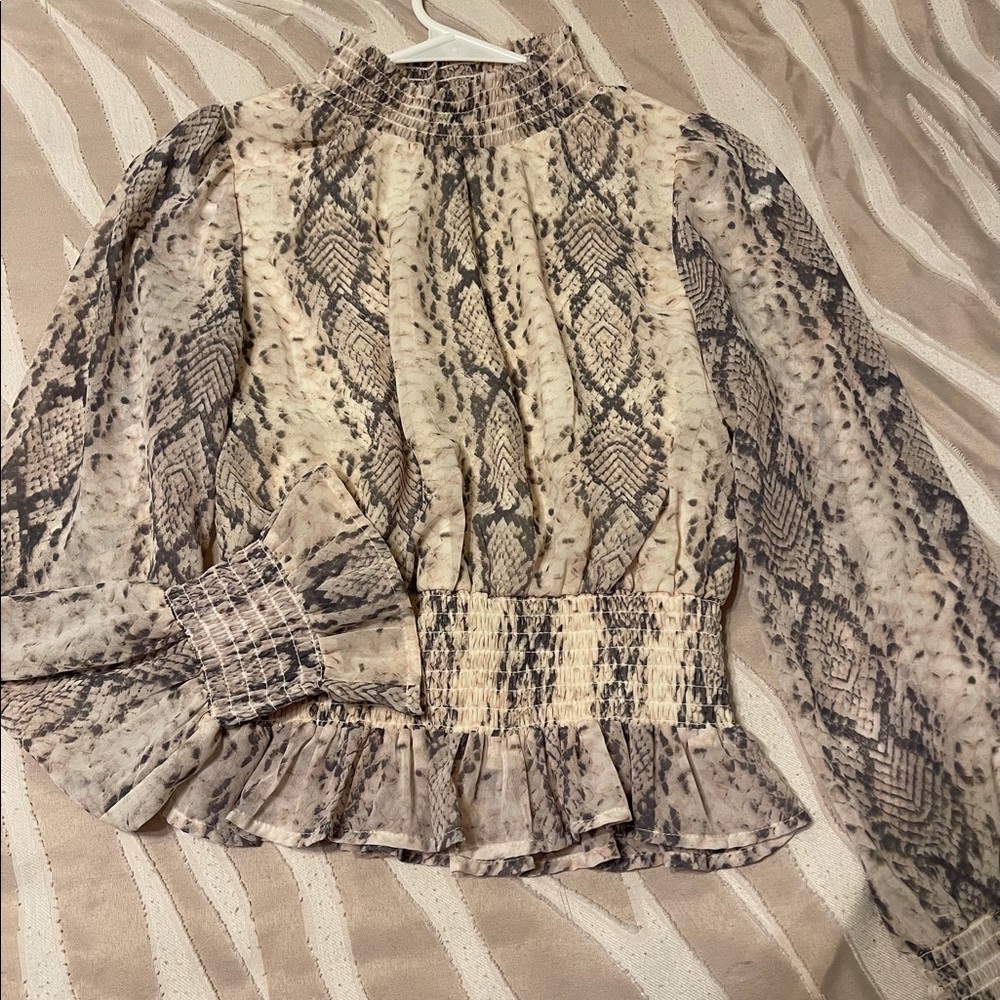 Turtleneck snakeskin top